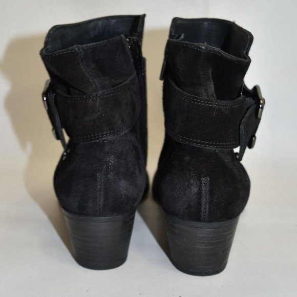 $500 PAUL GREEN JANO MOTO BOOTIE BIKER HARDWARE BLACK SUEDE 8 (B6) - Picture 6 of 8